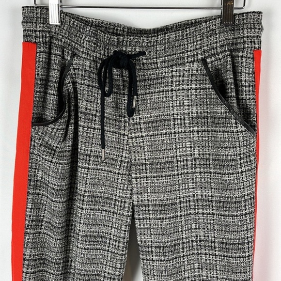 David Lerner Slim Track Jogger Pants with Vegan Details Plaid Black/White Size S - Picture 7 of 12